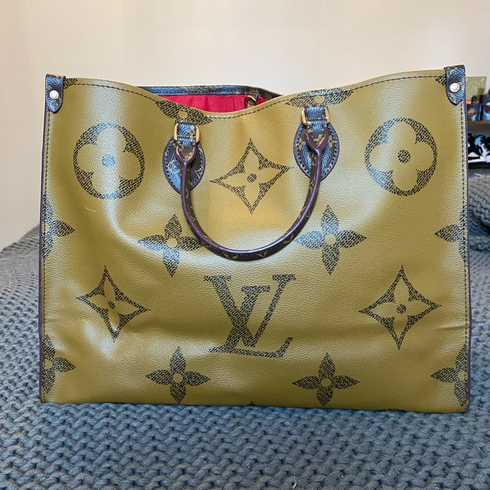 Louis Vuitton Monogram Canvas Vertical Tote in Brown and Gold - Picture 7 of 9